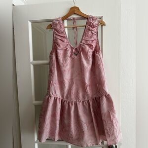 GANNI pink textured Cloqué Mini Dress
